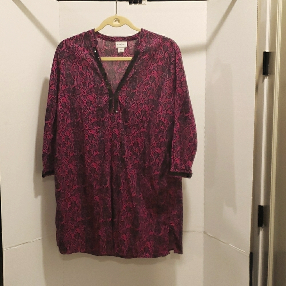 JaclynSmith XL maroon top pullover blouse